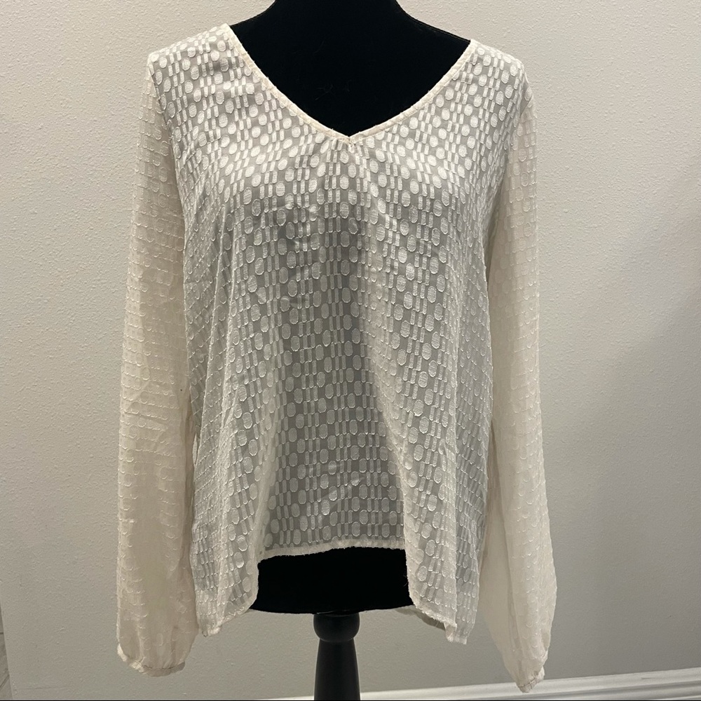 GUESS Long Sleeve Ivory Top